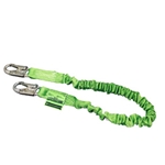 ANSI Z359-2007 Compliant Two-legged, 6' stretchable web lanyard w/1 locking snap hook & 2 locking rebar hooks (2-1/2") & "O" ring extension