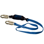 Two-legged, Adjustable 4' web lanyard, w/1 locking snap hook and 2 rebar hooks (2-1/2") with "O" ring extension
