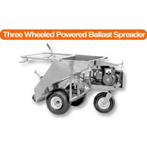three wheeled powered ballast spreader