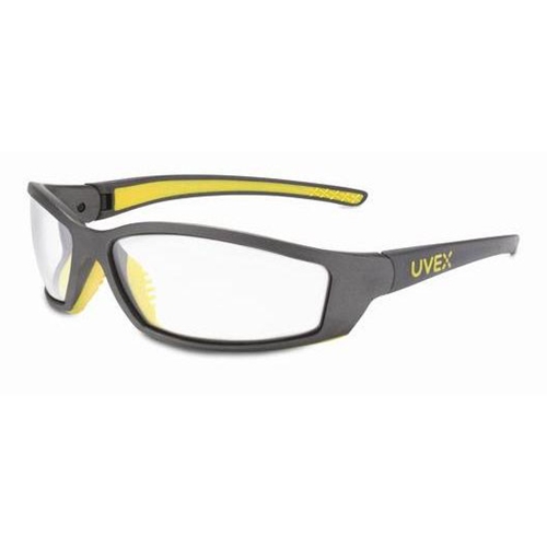 uvex solarpro gray &amp; yellow frame clear lens, supra&#x2d;dura anti&#x2d;scratch coating