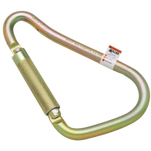 ansi z359-2007 compliant automatic twist-lock steel carabiner, 2" gate opening with spanish label
