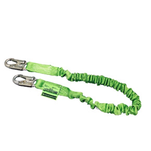 "ansi z359-2007 compliant stretchable web lanyard 6-ft double leg; 3 locking snap hooks and ""o"" ring extension"